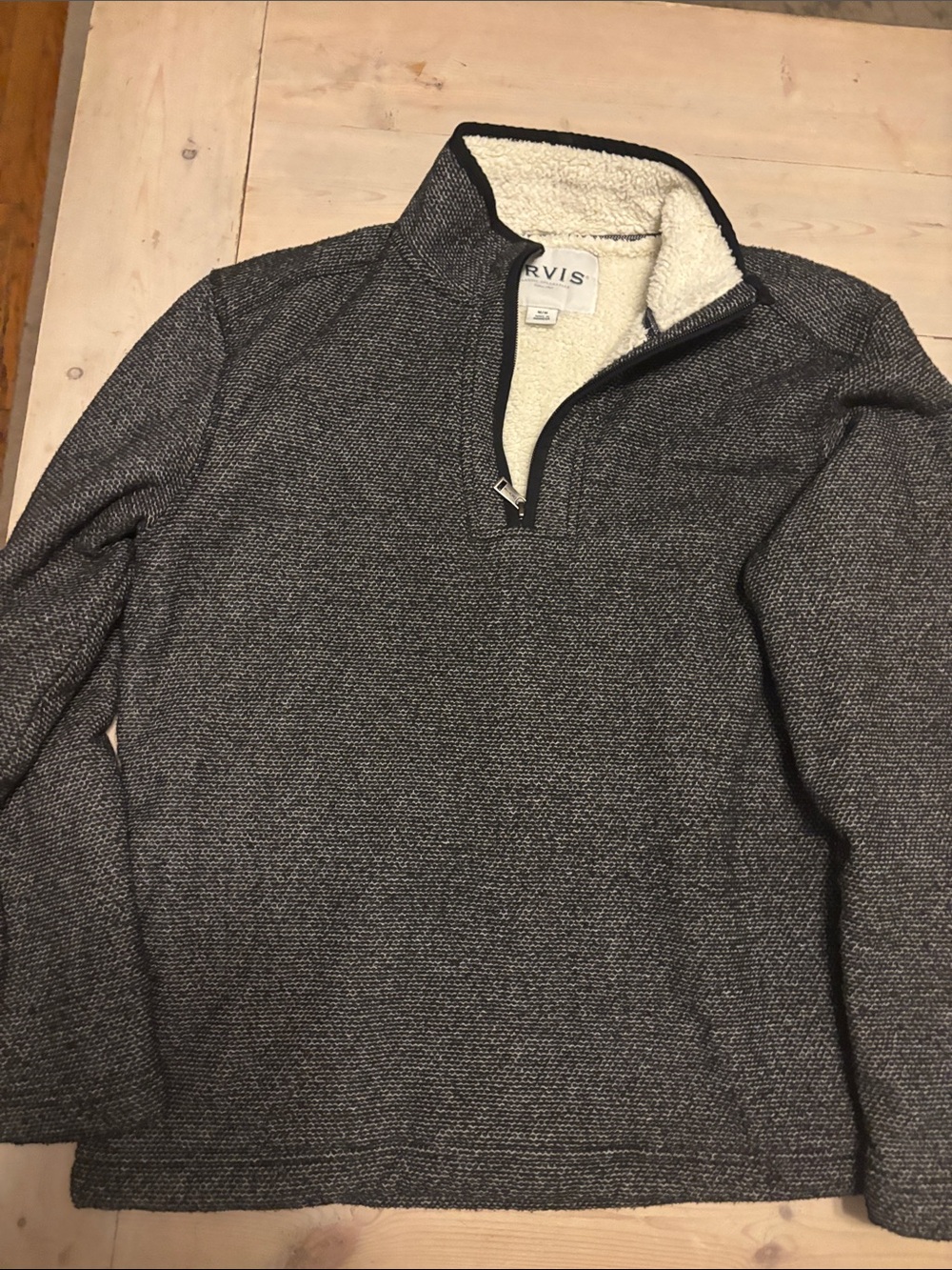 Orvis Men's Charcoal Gray Quarter-Zip Sherpa Lined Sweater